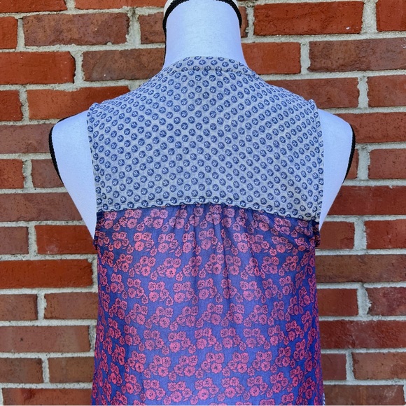 Lorimer NYC Semi Sheer Floral Print Sleeveless Boho Top With Tassels Womens XS - Picture 5 of 7